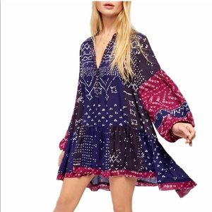 Free People Shibori Long Sleeve Tunic Dress